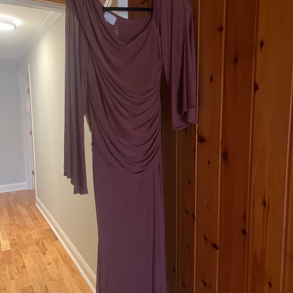 ASOS Long Sleeve Draped Maxi Dress in Mauve
